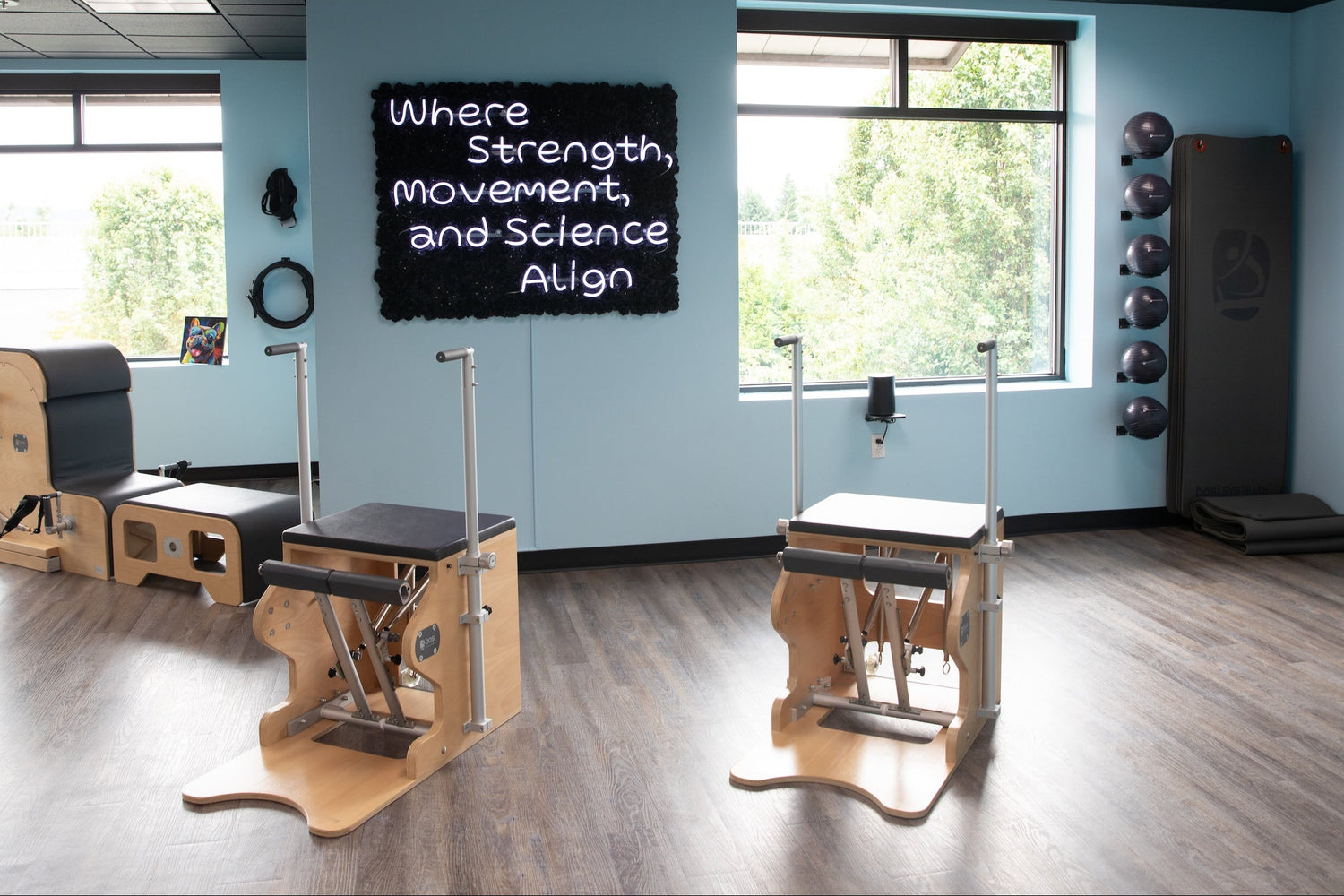 Pilates chairs in studio